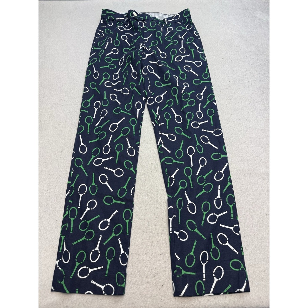 Brooks Brothers Pants Mens 32x32 Blue Milano Tennis Print Chino Slim Stretch